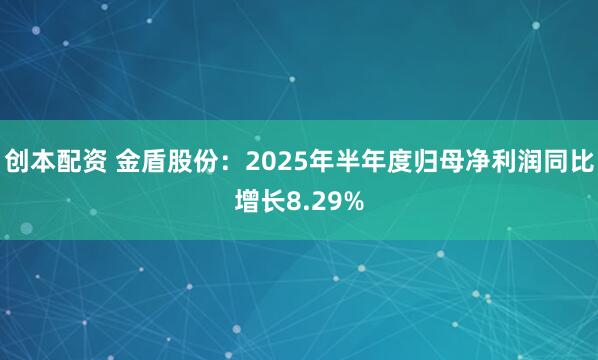 创本配资 金盾股份：2025年半年度归母净利润同比增长8.29%